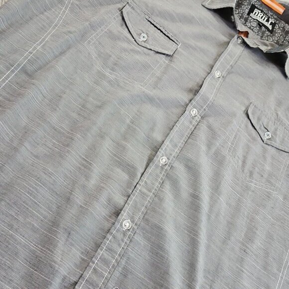 Drill Clothing Company Shirt Men's 3XLB Gray Button Up Short Sleeve Dadcore GUC - Picture 3 of 14